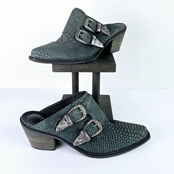 Matisse Bloke Double Buckle Slip-on Suede Croc Mule with Block Heel, 8.5M - Picture 1 of 11